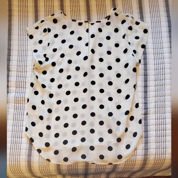 Medium, White and Black Polka Dot Short Sleeve Lily White Blouse - Picture 2 of 4